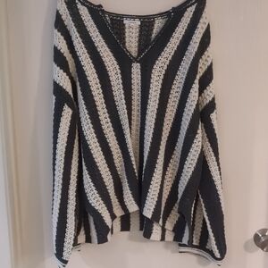 Maurices Green and White V-Neck Open Knit Sweater